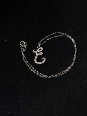 E Initial Pendant Necklace - Silver Color